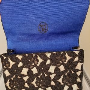 Neiman Marcus Lace Detailed Clutch Blue Lining